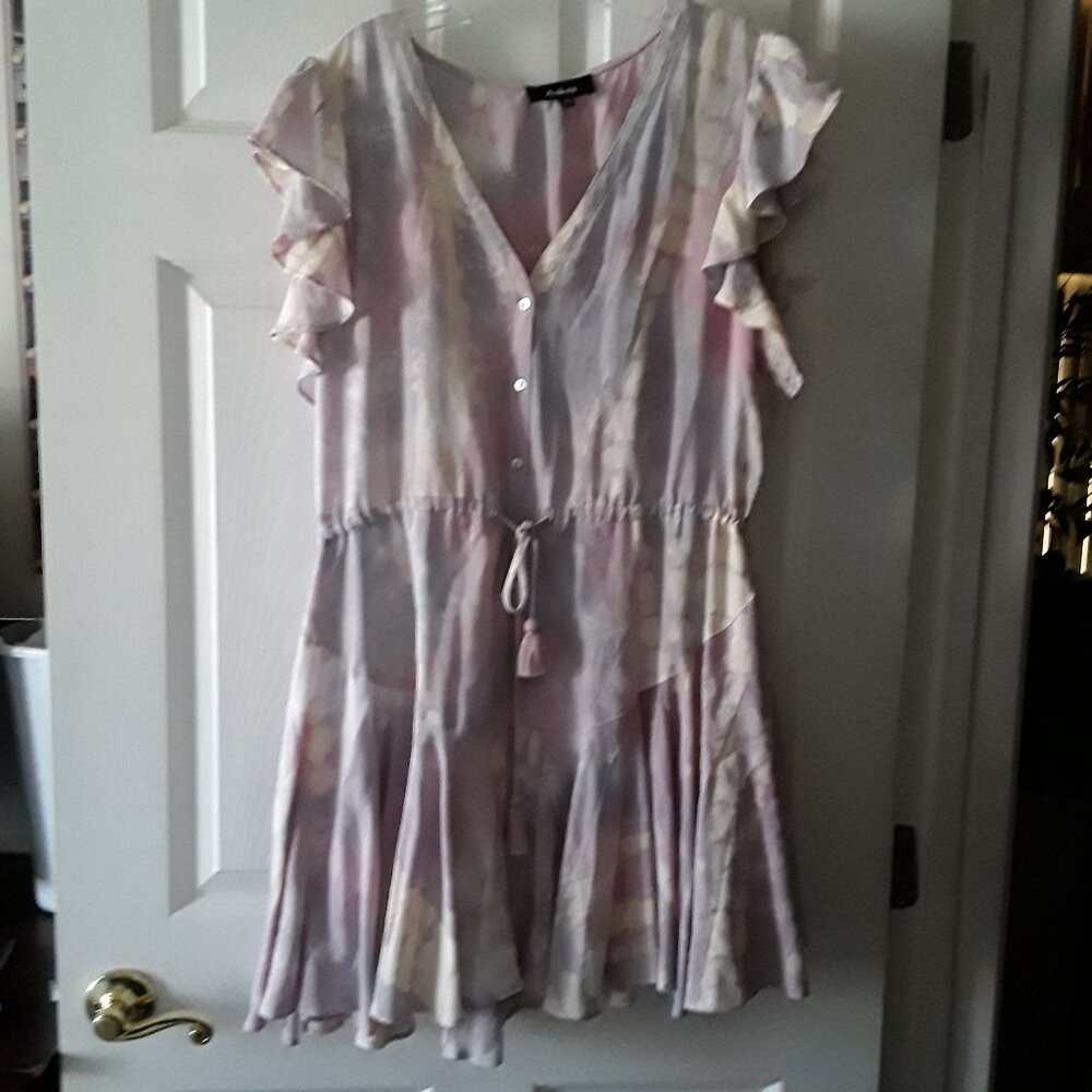 EUC Aakaa Tie Dye Mini Dress Drawstring Waist Size M